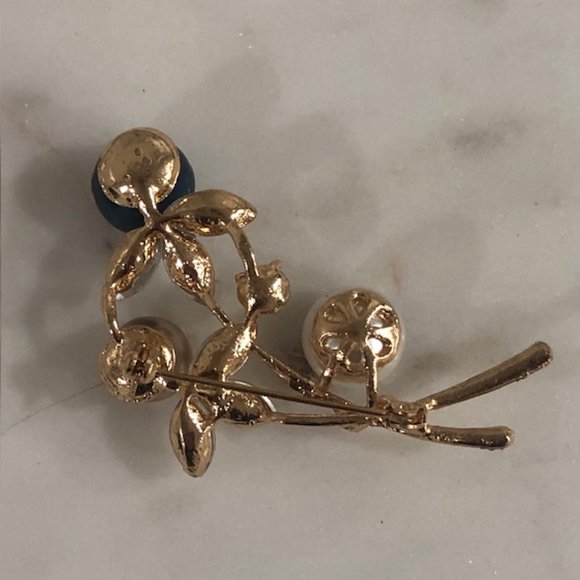 Vintage Gold Rose Flower Brooch Pin with Pearls & Diamonds - Elegant, Mi… - Picture 4 of 4